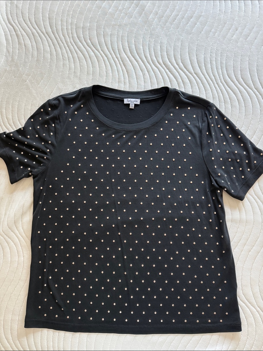 Splendid Black Short-Sleeve Tee with Silver Stud Detailing